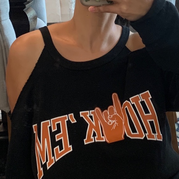 PINK University of Texas Longhorns Cold Shoulder Sweatshirt Black - Picture 8 of 9